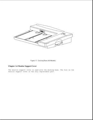 Page 13Chapter 1.6 Monitor Support Cover 
The monitor support cover is used with the docking base. The foot on the
monitor support cover is the only replaceable part. 