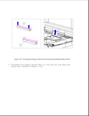 Page 1546. Disconnect the display ground cable [1] from the LIF clip above the
serial port connector (Figure 3-102). 