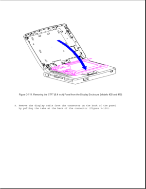 Page 1739. Remove the display cable from the connector on the back of the panel
by pulling the tabs at the back of the connector (Figure 3-120). 