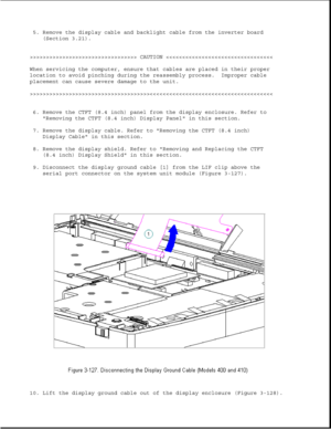 Page 1825. Remove the display cable and backlight cable from the inverter board(Section 3.21).
>>>>>>>>>>>>>>>>>>>>>>>>>>>>>>>>> CAUTION >>>>>