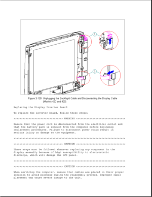 Page 194Replacing the Display Inverter Board
To replace the inverter board, follow these steps:
>>>>>>>>>>>>>>>>>>>>>>>>>>>>>>>>> WARNING >>>>>>