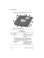 Page 251–20Maintenance and Service Guide
Product Descr iption
The external components on the bottom of the computer are 
shown in Figure 1-7 and described in Table 1-7.
Figure 1-7. Bottom Components 
Table 1-7
Bottom Components
Item Component Function
1 Tilt feet Tilt the computer for ease of use.
2 Vents Allow airflow to cool internal 
components.
ÄCAUTION: To prevent damage, the computer shuts down if 
an overheating condition occurs. Do not block the cooling 
vent. Avoid placing the computer on a blanket,...