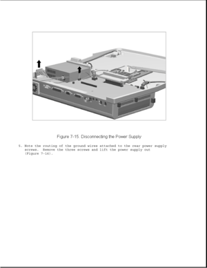 Page 2395. Note the routing of the ground wires attached to the rear power supply
screws. Remove the three screws and lift the power supply out
(Figure 7-16). 