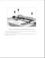 Page 1817. Remove the screw from the front left and the screw from the right rear
of the system board (Figure 5-57).
8. Remove the two screwlocks from the option connector on the rear of the
computer (Figure 5-58). 