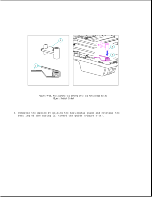 Page 3013. Compress the spring by holding the horizontal guide and rotating the
bent leg of the spring [1] toward the guide (Figure 9-56). 