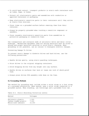 Page 375o To avoid hand contact, transport products in static-safe containers such
as tubes, bags, or boxes.
o Protect all electrostatic parts and assemblies with conductive or
approved containers or packaging.
o Keep electrostatic sensitive parts in their containers until they arrive
at static-free stations.
o Place items on a grounded surface before removing them from their
container.
o Always be properly grounded when touching a sensitive component or
assembly.
o Place reusable electrostatic-sensitive parts...