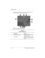 Page 211–16Maintenance and Service Guide
Product Description
The external components on the bottom of the computer are
shown in Figure 1-6 and described in Table 1-6.
Figure 1-6. Bottom Components
Ta b l e 1 - 6
Bottom Components
Component Function
1 Media Bay release latch Releases the Media Bay device
from the connector.
2 Serial number Identifies the computer; needed
when you call Compaq customer
support. 