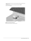 Page 17Removal and Replacement Procedures    5-17
4.
 Use the connector removal tool to release the keyboard cable from the ZIF connector

 (Figure 5-15).
5.
 Use the connector removal tool to disconnect the keyboard cable 
.
6.
 Remove the keyboard.
Figure 5-15.
  Disconnecting the Keyboard Cable
Reverse the above procedure to install the keyboard. 