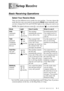 Page 56SETUP RECEIVE   5 - 1
55Setup Receive
Basic Receiving Operations
Select Your Receive Mode
There are four different receive modes for your machine.  You may choose the 
mode that best suits your needs by pressing the Mode button repeatedly until 
you have changed the FAX and FAX/TEL lights to the setting you want to use.
NOTE: The lighted indicators mean   = not selected   = is selected and lit.
*In FAX/TEL mode you must set the Ring Delay and F/T Ring Time. If you have 
extension phones on the line, set...