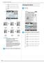 Page 244REVISING THE PATTERN
242
* Press   to stretch the pattern vertically. 
* Press   to compact the pattern vertically. 
* Press   to return the pattern to its original appearance. 
a Size of the pattern
cPress   to return to the original screen. 
Rotating the Pattern
aPress .
bSelect the angle of rotation for the pattern.
* Press   to rotate the pattern 90 degrees to the 
left. 
* Press   to rotate the pattern 90 degrees to the  right. 
* Press   to rotate the pattern 10 degrees to the  left. 
* Press   to...