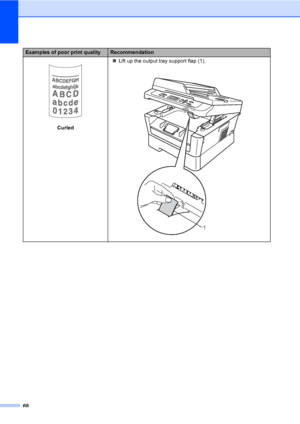 Page 8268
 
CurledLift up the output tray support flap (1).
 
Examples of poor print qualityRecommendation
1
 