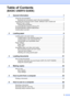 Page 11ix
Table of Contents 
(BASIC USERS GUIDE)
1 General information 1
Using the documentation ....................................................................................... 1
Symbols and conventions used in the documentation .................................... 1
Accessing the Advanced User’s Guide, Software User’s Guide and 
Network User’s Guide......................................................................................... 2
Viewing Documentation...