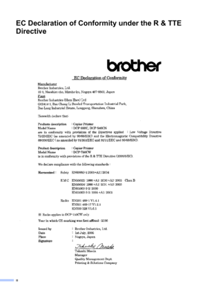 Page 4ii
EC Declaration of Conformity under the R & TTE 
Directive
 
 