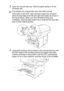 Page 89USING THE DCP AS A PRINTER   6 - 12
3Open the manual feed tray. Slide the paper guides to fit the 
envelope size.
4Using both hands put the envelope in the manual feed tray until 
the front edge of the envelope touches the paper feed roller. 
Hold the envelope in this position until the DCP automatically 
feeds it in for a short distance, and then let go of the envelope.
If envelopes are creased after they have been printed:
At the back of the DCP, open the back output tray and push 
down the blue tabs...