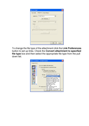 Page 173USING THE WINDOWS®-BASED BROTHER SMARTUI CONTROL CENTER (FOR WINDOWS® XP) 10 - 18
To change the file type of the attachment click the Link Preferences 
button to set up links. Check the Convert attachment to specified 
file type box and then select the appropriate file type from the pull 
down list.
 