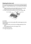 Page 24814 - 23   TROUBLESHOOTING AND ROUTINE MAINTENANCE
Cleaning the drum unit
We recommend placing the drum unit and toner cartridge assembly 
on a cloth or large disposable paper to avoid spilling and scattering 
toner.
1Clean the primary corona wire inside the drum unit by gently 
sliding the blue tab from right to left several times.
2Return the blue tab and snap it into the Home position (▼). 
Caution
If the blue tab is not at Home position (▼), printed pages may have 
vertical stripes.
3Reinstall the...