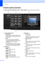 Page 27Chapter 1
4
Control panel overview1
The  MFC-J220 , MFC-J265W , MFC-J410 and MFC-J415W  have the same control panel keys.
 
1 Fax and telephone keys:
Redial/Pause
Redials the last 30 numbers called. It also 
inserts a pause when programming quick 
dial numbers.
 Tel/R
This key is used to have a telephone 
conversation after picking up the external 
handset during the F/T Ring (fast 
double-ring).
Also, when connected to a PBX, you can 
use this key to gain access to an outside line
 
or to transfer a...