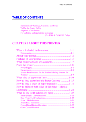 Page 2TABLE OF CONTENTS
Definitions of Warnings, Cautions, and Notes
 