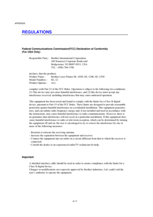 Page 116APPENDIX
Federal Communications Commission(FCC) Declaration of Conformity
 