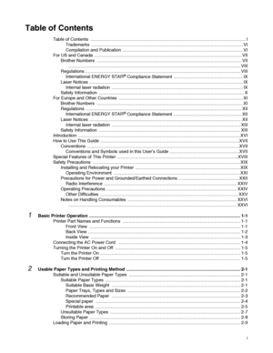 Page 2I
Table of Contents
Table of Contents  ............................................................................................................................. I
Trademarks .......................................................................................................................... VI
Compilation and Publication  ................................................................................................. VI
For US and Canada...