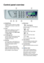 Page 201 - 2   INTRODUCTION
Control panel overview
1Redial/Pause
Redials the last number you called. 
It also inserts a pause in quick dial 
numbers.
2Hook
Press before dialling if you want to 
make sure a fax machine will 
answer, and then press Mono Start 
or Colour Start.
3 Ink Management
Lets you clean the print head, check 
the print quality, and check the 
available ink volume.
4 Dial Pad
Use these keys to dial telephone or 
fax numbers and as a keyboard for 
entering information into the 
machine.
The #...