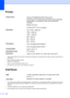 Page 156
140
PrinterD
1Output image quality varies based on many factors including, but not limited to input image resolution and quality and 
print media.
2Based on Brother standard pattern.
Letter size in draft mode.
3When you set the Borderless feature to On.
4See Paper type and size for each operation on page 14.
InterfacesD
1Your machine has a USB 2.0 Full-speed interface. This interface is compatible with USB 2.0 Hi-Speed; however, the 
maximum data transfer rate will be 12 Mbits/s. The machine can also be...