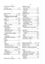 Page 226
I - 4  INDEX
O
One Touch numbers
storing .............................. 7-1
OUT OF AREA  ................. 5-14
P
Page Counter  ................. 12-37
Paging ......................... 8-1, 8-2 programming your pager number ........................... 8-1
Paper ........................... 2-1, S-2 capacity ........................... 2-3
jam ................................. 12-4
Size .................................. 4-6
size of original .................. 6-1
phone line connections...