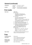 Page 215
SPECIFICATIONS   S - 2
Print media
CopyGeneral (continued)
Temperature
Operating:
Storage:50 - 90.5°F (10 - 32.5°C)
32 - 104
°F (0 - 40°C)
Humidity Operating: 
Storage: 20 to 80% (without condensation)
10 to 90% (without condensation)
Paper Input  Paper Tray ■Paper type:
Plain paper, recycled paper and 
transparencies, envelopes (Manual 
Feed/Multi-purpose Tray)
■ Paper size:
A4, Letter, Legal, B5 (ISO), B5 (JIS), 
Executive, A5, A6, B6 (ISO)
Weight: 16 - 28 lb (60 - 105 g/m
2) (Paper Tray)
For more...