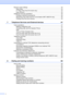 Page 12
x
Receive mode settings ........................................................................................ 44Ring Delay ..................................................................................................... 44
F/T Ring Time (Fax/Tel mode only) ............................................................... 44
Easy Receive .................................................................................................45
Additional receiving operations...