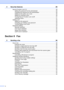 Page 6iv
4 Security features 29
Secure Function Lock 2.0 .................................................................................... 29
Setting the password for the administrator  ................................................... 29
Changing the password for the administrator ................................................ 29
Setting up the public user mode .................................................................... 30
Setting up restricted users...