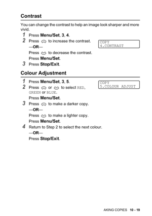 Page 136

	.#$$+$!) %+)/!%
  
	!!*,0,8
	!!  $!$!
==
	!! $!$!
	!!
*
	!!*1)
H
	!!*,0,/
	!!  !)$RED,
GREENBLUE
	!!
*
	!! %//$&
==
	!! %/) +$&
	!!
*
#@!)$:$)#
==
	!!
*1)
COPY
4.CONTRAST
COPY
5.COLOUR ADJUST
 