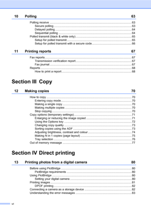 Page 8vi
10 Polling 63
Polling receive ..................................................................................................... 63
Secure polling ................................................................................................ 63
Delayed polling .............................................................................................. 64
Sequential polling .......................................................................................... 64
Polled transmit (black &...