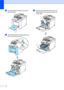 Page 142132
bUse both hands to slowly pull out the 
jammed paper.
 
cPress the front cover release button and 
then open the front cover. 
 
dHold the green handle of the drum unit. 
Lift the drum unit up and then pull it out 
until it stops.
 
 