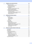 Page 7v
7 Telephone and external devices 44
Telephone line services ....................................................................................... 44
Setting the telephone line type ...................................................................... 44
BT call sign (U.K. only) .................................................................................. 45
Connecting an external TAD................................................................................ 46...