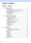 Page 4ii
Table of Contents
Section I General
1 General Information2
Using the documentation ....................................................................................... 2
Symbols and conventions used in the documentation .................................... 2
Accessing the Software User’s Guide and Network User’s Guide ........................ 2 Viewing Documentation ................................................................................... 2
Accessing Brother Support (For Windows
®)...