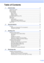 Page 3ii
Table of Contents
1 General setup1
IMPORTANT NOTE............................................................................................... 1
Memory storage ..................................................................................................... 1
Volume Settings..................................................................................................... 1
Ring Volume .................................................................................................... 1
Beeper...