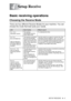 Page 63SETUP RECEIVE   4 - 1
4
Basic receiving operations
Choosing the Receive Mode
There are four different Receive Modes for your machine. You can 
choose the mode that best suits your needs.
Setup Receive
LCDHow it worksWhen to use it
Fax Only
(automatic receive) The machine 
automatically answers 
every call as a fax. For dedicated fax lines.
Fax/Tel
(fax and telephone)
(with an external or 
extension telephone 
for models without a 
handset) The machine controls the 
line and automatically 
answers every...