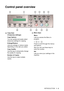 Page 15INTRODUCTION   1 - 2
Control panel overview
12345
67891011
1Copy keys
(Temporary settings):
Copy Options
You can quickly and easily select 
temporary settings for copying.
Enlarge/Reduce
Lets you enlarge or reduce copies 
depending on the ratio you select.
Copy Quality
Use this key to temporarily change 
the quality for copying.
Number of Copies
Use this key to make multiple 
copies.2Menu keys:
Menu
Lets you access the Menu to 
program.
+  or - 
Press to scroll through the menus 
and options.
Also you...