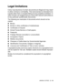 Page 45MAKING COPIES   2 - 16
Legal limitations
Colour reproductions of certain documents are illegal and may result 
in either criminal or civil liability. This memorandum is intended to be 
a guide rather than a complete listing of every possible prohibition. In 
case of doubt, we suggest that you check with relevant authorities as 
to any particular questionable documents.
The following are examples of documents which should not be 
copied:
■Money
■ Bonds or other certificates of indebtedness
■ Certificates...