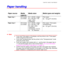 Page 43CHAPTER 1 ABOUT THIS PRINTER
1-19
P P
a a
p p
e e
r r
   
h h
a a
n n
d d
l l
i i
n n
g g
Paper source Media
capacityMedia sizes Media types and weights
Paper tray 1500 sheets
(cut sheet)A3, JIS B4, Ledger,
A4, ISO B5, A5,
Legal, Letter,
ExecutivePlain paper
60 – 105 g/m2
 (16-28 lb)
Paper tray 2500 sheets
(cut sheet)A3, JIS B4, Ledger,
A4, ISO B5, A5,
A6, Legal, Letter,
Executive
Envelopes: Com10,
C5,     DL, MonarchPlain paper, Thick paper,
Transparencies
60 – 157 g/m2
 (16-42 lb)
✒
✒✒ ✒...