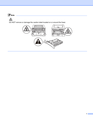 Page 6v
Note 
DO NOT remove or damage the caution label located on or around the fuser.
 
 