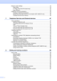 Page 12
x
Receive mode settings ........................................................................................ 44Ring Delay ..................................................................................................... 44
F/T Ring Time (Fax/Tel mode only) ............................................................... 44
Easy Receive .................................................................................................45
Additional receiving operations...