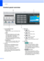 Page 22
Chapter 1
6
Control panel overview1
 
1 Fax and telephone keys: „Duplex Copy  
Press this key to copy on both sides of the 
paper.
„ Hook
Press before dialing if you want to make 
sure a fax machine will answer, and then 
press  Black Start  or Color Start . 
Also, press this key after picking up the 
handset of an external telephone during the 
F/T pseudo/double-ring.
„ Redial/Pause
Redials the last 30 numbers called. It also 
inserts a pause when dialing numbers.
2Dial Pad Use these keys to dial...