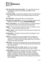 Page 197GLOSSARY   G - 1
G
ADF (Automatic Document Feeder)  The original document can 
be placed in the ADF and scanned one page at a time 
automatically.
Automatic Redial  A feature that enables your MFC to redial the last 
fax number if the fax did not go through because the line was 
busy.
Auto Reduction  Reduces the size of incoming faxes.
Automatic fax transmission  Sending a fax without picking up the 
handset of the MFC (or pressing 
Hook/Hold/Recall).
Batch Transmission  As a cost savings feature, all...