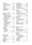 Page 214I - 4  INDEX
difficulty ........................ 12-11
fax from memory .............. 5-8
improving the print 
quality ........................ 12-15
jams ............................... 12-5
resolution ......................... S-5
specifications ................... S-5
Printer drivers  ..................... S-5
Q
Quality key (copying) ........ 10-7
Quick-Dial ........................... 7-1
Access codes and 
credit card numbers
setting up/dialing  ........... 7-7
Broadcasting .................. 6-14...