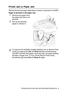 Page 254TROUBLESHOOTING AND ROUTINE MAINTENANCE 21 - 4
Printer Jam or Paper Jam
Remove the jammed paper depending on where it is jammed in the MFC.
Paper is jammed in the paper tray.
1Remove any paper from 
the paper tray that is not 
jammed.
2Pull up the jammed 
paper to remove it. 
To improve the reliability of paper feeding, turn on Secure Feed 
mode by pressing the Ink and Scan to keys simultaneously. 
The MFC will then feed paper more securely, but paper feeding 
will take a longer time. To turn off the...