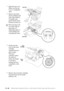 Page 12813 - 20   TROUBLESHOOTING AND ROUTINE MAINTENANCE
1Open the top cover.  
Make sure the top 
cover is completely 
open. 
2Remove the drum 
unit by holding each 
side of the drum by 
its handles and 
gently lift the drum 
forward toward you.
3Gently turn the 
lever on the toner 
cartridge 
counterclockwise 
until it stops. 
The toner 
cartridge cannot 
be removed 
unless the shutter 
is closed by 
turning the lever 
completely to the 
front.
4Remove the used toner cartridge 
from the drum unit by gently...