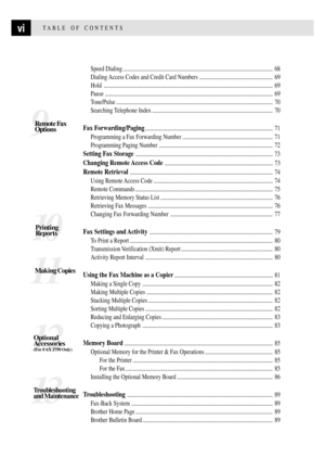 Page 8viTABLE OF CONTENTS
Speed Dialing ............................................................................................................ 68
Dialing Access Codes and Credit Card Numbers ..................................................... 69
Hold .......................................................................................................................... 69
Pause ............................................................................................................................