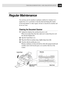 Page 121109TROUBLESHOOTING AND MAINTENANCE
Regular Maintenance
You can keep your fax machine in optimum condition by cleaning it on a
regular basis. It is a good idea to clean the drum unit during this routine.
Avoid using thinners or other organic solvents to clean the fax machine and
do not use water.
Cleaning the Document Scanner
1Unplug the telephone line and then the power cord.
When you reconnect these lines later, make sure to connect the power cord
first, then the telephone line.
2Open the Control Panel...