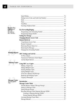 Page 8viTABLE OF CONTENTS
Speed Dialing ............................................................................................................ 76
Dialing Access Codes and Credit Card Numbers ..................................................... 77
Hold .......................................................................................................................... 77
Pause ............................................................................................................................